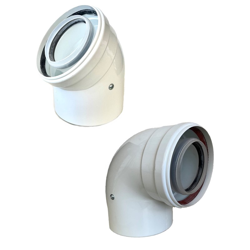 Uzman-Versand, Concentric Exhaust Pipe/45° Bend, Diameter 60/100 mm, Elbow, Angle,