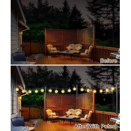 2 Pack String Light Poles for Deck, 5Ft Heavy-Duty Metal Deck Light Poles for Outside with Fixing Clips, Lighting Hanging Post Accessories for Patio Decor Garden Backyard Yard Fence Porch Decorations