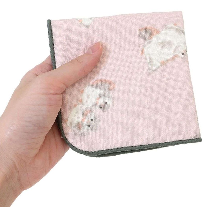 [Mini Towel] Gauze Towel/Momonga Pink Friends Hill, One-sided Gauze Handkerchief