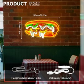 Philly Cheesesteak Neon Sign, Philadelphia Cheesesteak Neon Signs for Wall Decor, Dimmable Acrylic Neon Lights for Fast Food Restaurant Food Truck Street Vendor Diner Kitchen