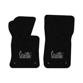 Lloyd Mats Custom-Fit Carpeted Floor Mats Premium Luxury Car Floor Liners for Chevy C2 Corvette 1966-1967 Black (2PC - Silver Stingray, Black)