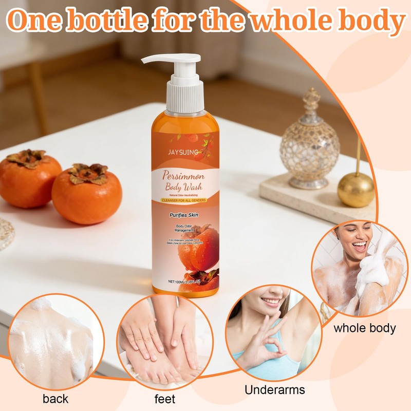 Persimmon Body Wash, Kaki Shower Gel, Natural Deodorising