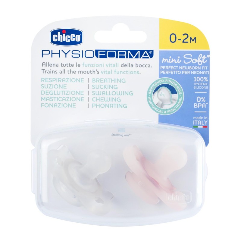 Chicco PhysioForma Pacifier Set 0-6 Months for Girls, Set of