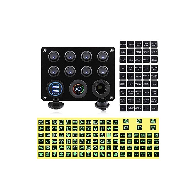 Maso - 12-24V 8 Output Double USB Socket 12V LED