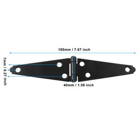 Hordion 4Pcs Strap Hinge Shed Door Hinges, 4 Inch Heavy Duty Gate Hinges Black Tee Hinge with Screws for Fence Wood Gate Cabinet Door