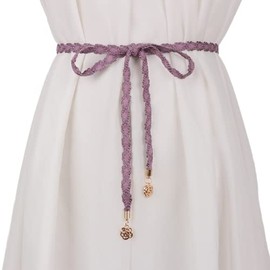 CHENGZI Waist Rope Waistband Decorated Skirt Belt Shirt Accessories Thin Waist Chain Fashion Women's Woven Tassel Knot (B-PP)