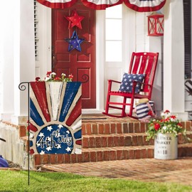 AVOIN colorlife Patriotic 4th of July Garden Flag 12x18 Inch Double Sided Outside, Rustic Sunburst Holiday Yard Outdoor Decoration