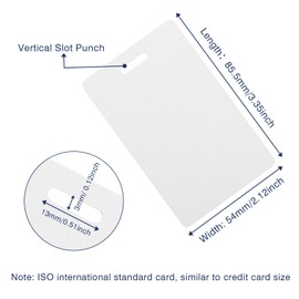 100 Pack Premium Blank PVC Cards with Slot Punch on Short Side - Vertical Slot Punch Blank ID Cards- CAETOUNG CR80 30 Mil Graphic Quality White Plastic Cards for Photo ID Badge Printers