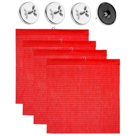 Venussar Safety Flags for Trucks with Heavy Duty Magnets Kit, Pack of 4 Warning Safety Flag with Wire Loop 18 x 18 Inch and Round Magnets, Red Safety Flags for Trucks Trailer Oversize Load