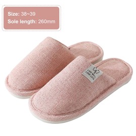 Colexy Slippers Winter Linen Slippers Breathable Guest Slippers Indoor Slippers Non-Slip for Women Men at Home Hotel, pink