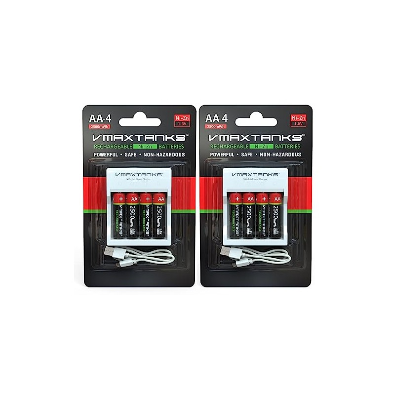VMAX AA-4CH Ni-Zn Rechargeable AA 4 Pack Batteries for High