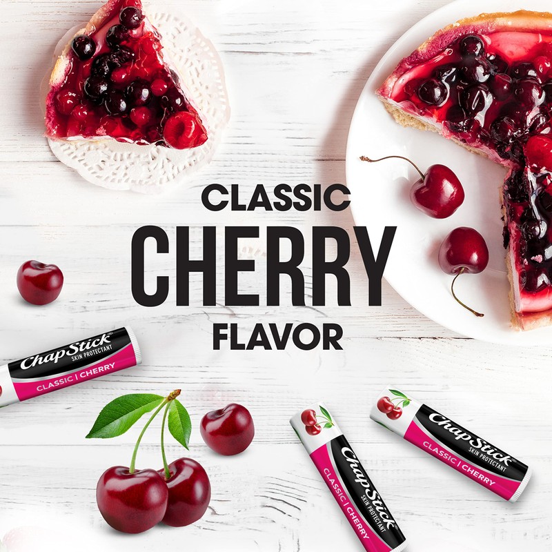 ChapStick Classic Cherry Flavor Skin Protectant Flavored Lip Balm Tube,