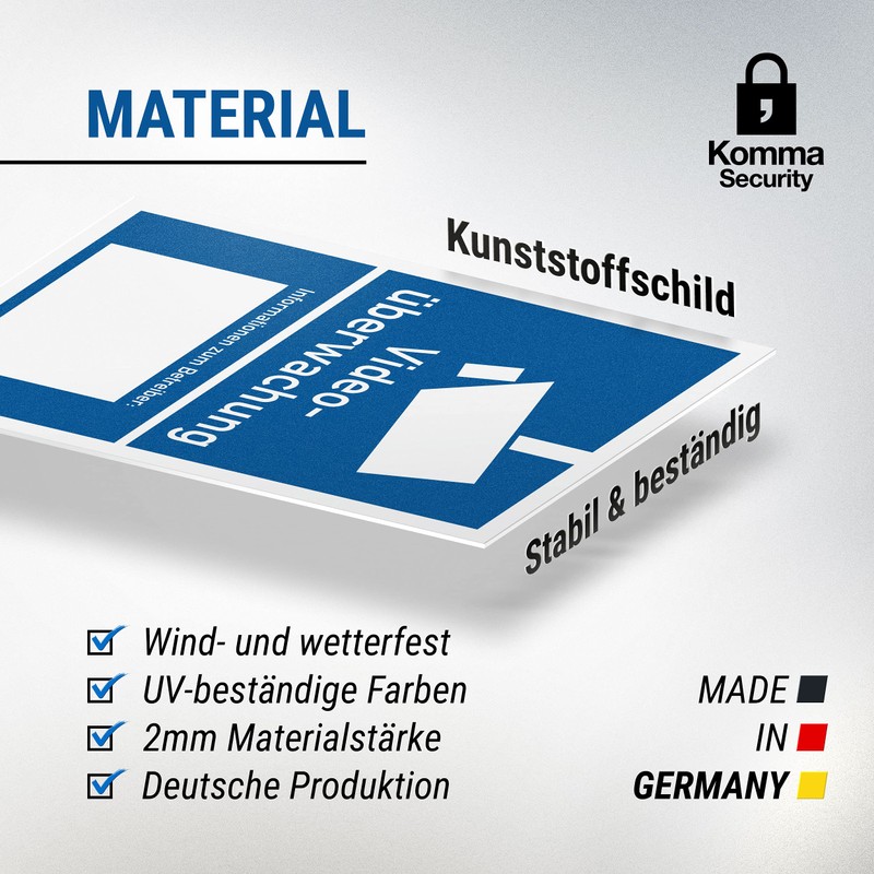 Komma Security Video Surveillance Sign DIN 33450 20 x 30