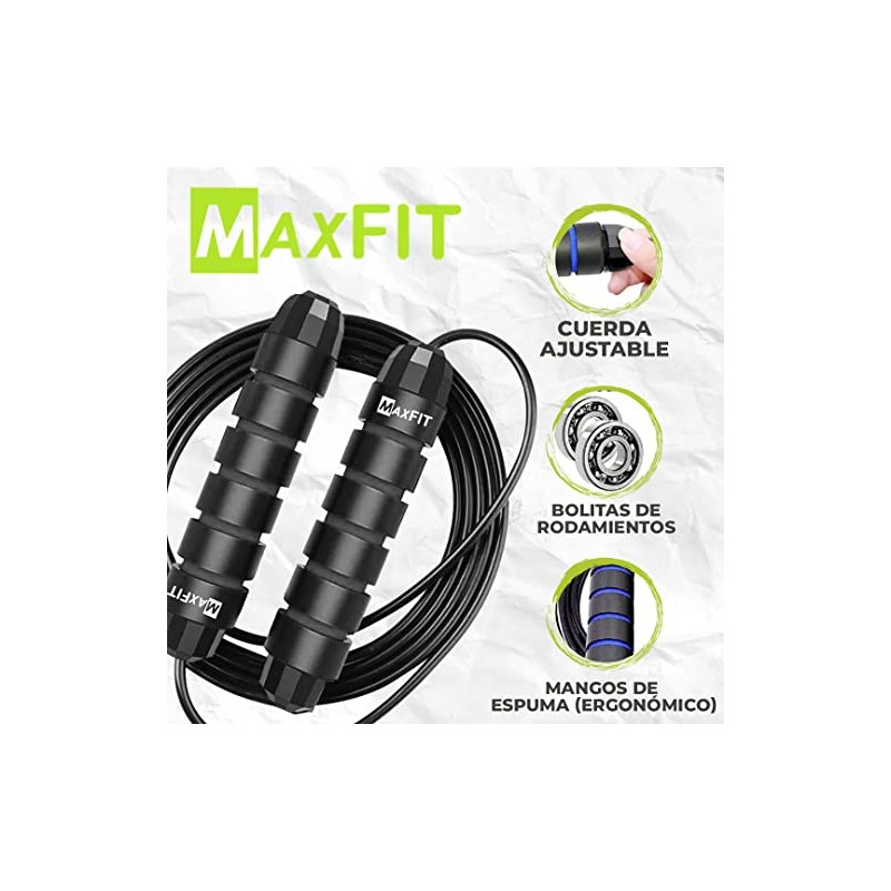 Cuerda para saltar MAXFIT, Fácilmente Ajustable Manijas Cómodas, 300CM Cable,