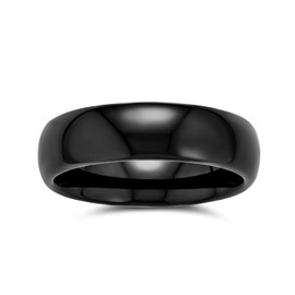 Plain Simple Dome Black Couples Titanium Wedding Band Ring For Men For Women Comfort Fit 6MM