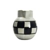 Creative Co-Op Farmhouse Stoneware Painted Checker Design, Ivory and Black