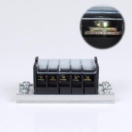 DIANQI 15A 660V Terminal Block 5 Position Screw Terminal Strip Dual Row 2 Pack with Cover （TD1505 1 Pack）
