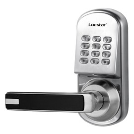 Keyless Entry Handle Door Lock with Keypad Smart Locks for Front Door with Backlit Password Push Button Electronic Deadbolt Lock with Keypad Weatherproof Silver (Code+Key)【Left Handed Open】
