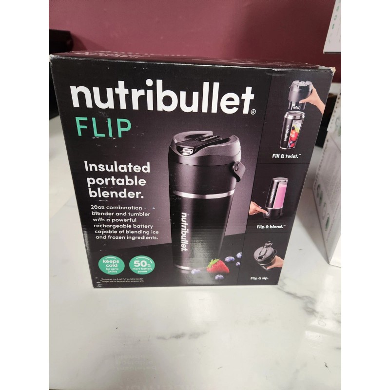 nutribullet Flip Portable Blender with Insulated Cup Black New Sealed