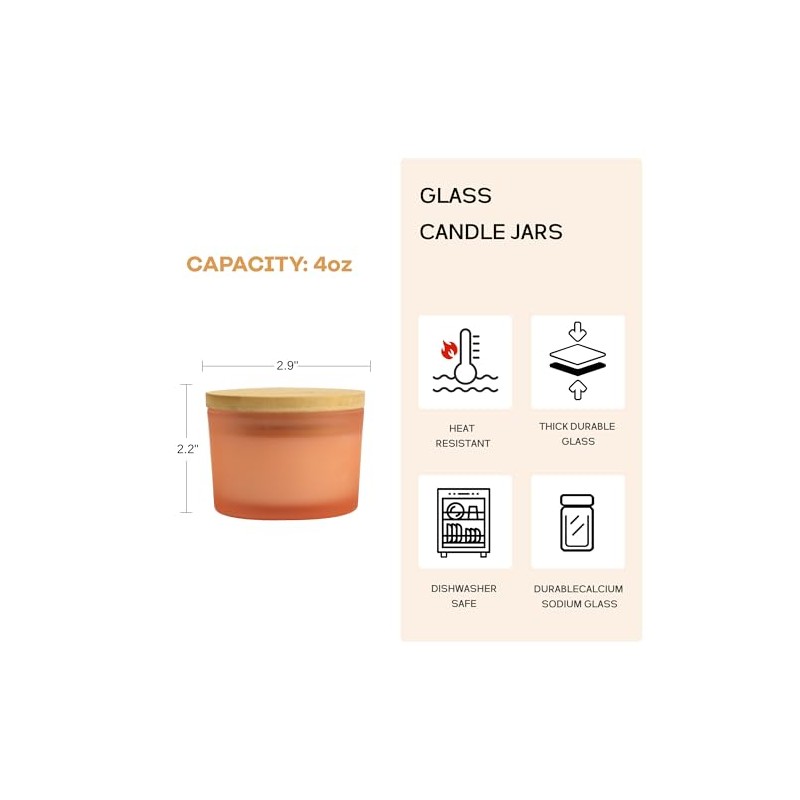 YZEROBAMB 12 Pack 4 OZ Thick Heat-Resistant Glass Candle Jars