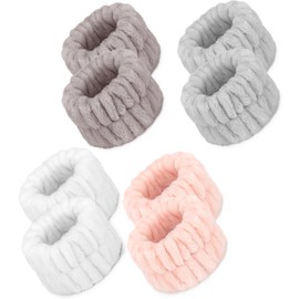 Crosize 8 Pcs Microfiber Spa Wrist Bands for Women's Washing Face, Absorbent Face Washing Wristbands, Yoga Practitioners, Fast Drying, Set of 4 Colors
