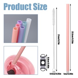 6pcs Replacement Straws for Owala FreeSip 24oz 32oz, 6 Colors Reusable Plastic Straws with Cleaning Brush & Cutting Tool Water Bottle Tumbler Accessories Parts