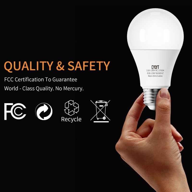 CYLYT 100W Equivalent Bright LED Light Bulbs, Warm White 2700K