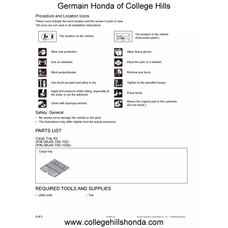 Honda 2023-2025 Genuine Honda Pilot Cargo Tray OEM! NEW! -