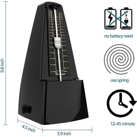 Ueteto Mechanical Metronome Black/Loud Sound Piano Drum Violin Guitar