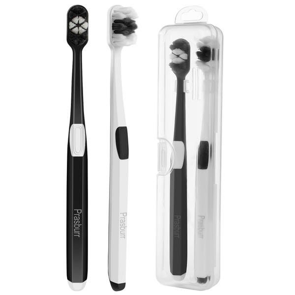 PRASBURR Extra Soft Toothbrushes for Adults, New 10k Micro Fine