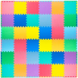 ProSource Baby Play Mat, Soft Foam Floor Tiles for Kids, Interlocking EVA Panels for Playpen Use, Crawling Development Surface, Safe Non-Toxic Toddler Flooring, 36 Tiles, Multicolor