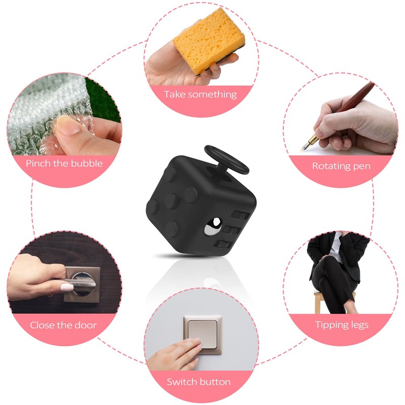 Rseuphiee Cube Anti-Stress Cube Toy, Anti-Stress Cube with 6 Sides,