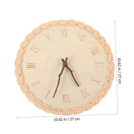 STOBAZA Rattan Round Wall Clock Home Decor Silent Mute Wall Hanging Clock Retro Boho Style Living Room Bedroom Decor