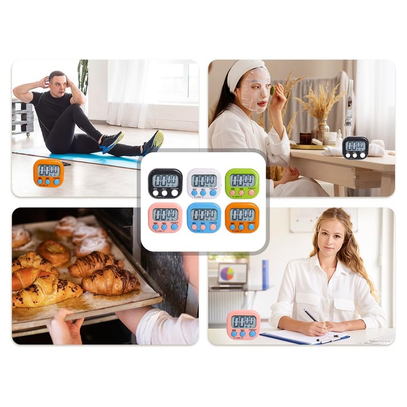 Abiyou 6 x Magnetic Stopwatch Kitchen Timer, Digital Timer with
