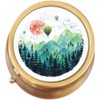 Watercolor Hot Air Balloons Brass Round Pill Box