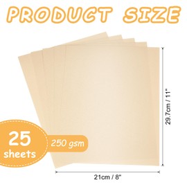 MECCANIXITY 25 Pcs Shimmer Cardstock Paper, 8 x 11 Inch Beige Shimmer Paper Sheets, Metallic Cardstock Paper for Art Supplies, Paper Crafting, DIY Crafts