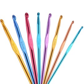 SUMAJU 14 Pieces Aluminum Crochet Hooks, Multicolor Knitting Needles Craft Making Tool Yarn Set 2mm-10mm Stocking Stuffers