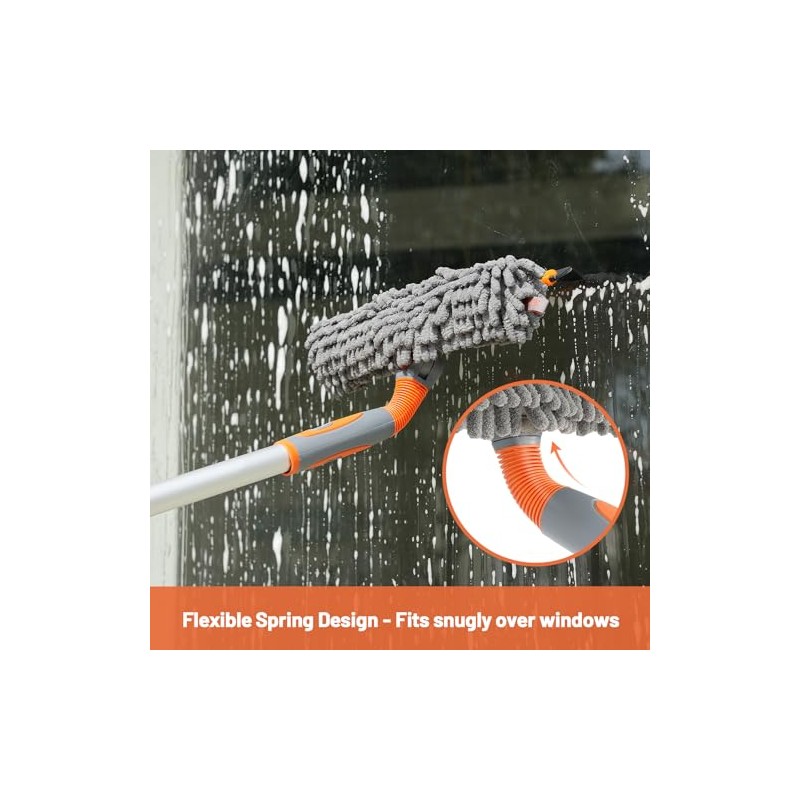 Eazer 2-in-1 Window Cleaner Tool, 64'' Window Squeegee for Home,