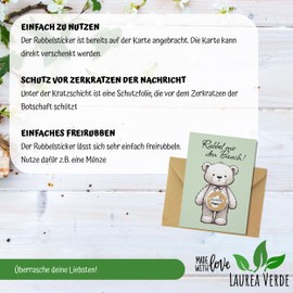 Du wirst Papa - Scratch Cards for Pregnancy Announcement | Set with Kraft Paper Envelope, Ready with Golden Scratch Film for Baby Announcement