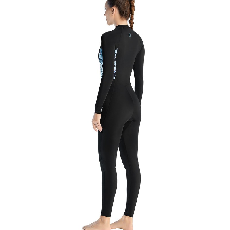 Full Body Wetsuit Women Patchwork Prints Floral Long Sleeve Diving