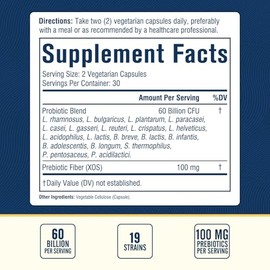 Probiotic 60 Billion 19 Strains with Organic Prebiotic for Men & Women, Digestive & Immune Health, Non-GMO, No Dairy, Shelf Stable, Delayed Release, 6