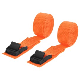 uxcell Tie Down Straps, 2Pcs Adjustable Buckle Lashing Straps, 6.6' x 1" Cinch Strap for Luggage Packing, Cargo, Trucks (Orange)