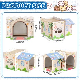 Lineshading Multi Level Cardboard Cat House with 3 Scratchers Large Sturdy Cat Villa for Indoor Cats 17"x12"x10" Beach Cat Play Condo Cat Beds Pet Toys Hideout for Cat Birthday Bunny Small Animals