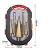 6Pcs Titanium Coated Drill Bit Set,Included 3 Sizes of Step