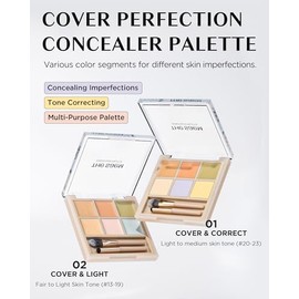 THESAEM Paleta correctora Cover Perfection 01 CoverCorrect - Paleta correctora multiusos de 6 colores - Para ojeras, imperfecciones, corrector del... 
