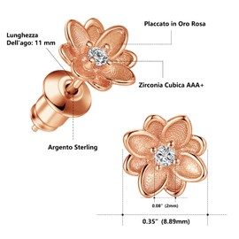 Women's Flower Stud Earrings – High Quality Cubic Zirconia Stud Earrings (Silver/Gold/Rose Gold), Gold