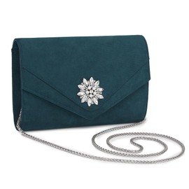 Miss Lulu Women's Clutches Elegant Diamond Suede Clutches Evening Bag with Chain Chain for Weddings, Parties & Crossbody Handbag Wedding Bride Bag, 2-4 Navy