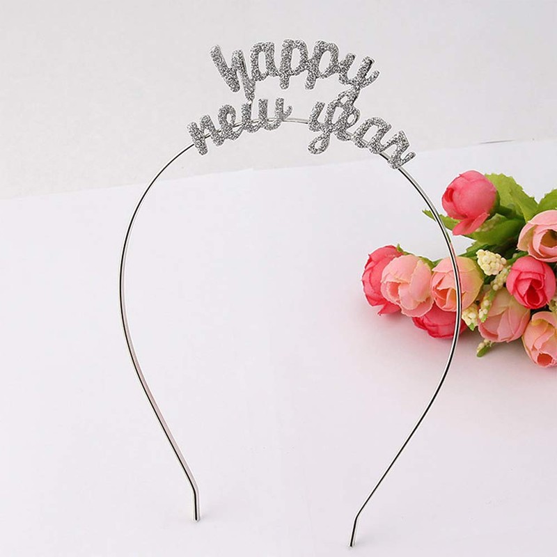 BinaryABC Happy New Year Headband Tiara, Rhinestone New Year Eve