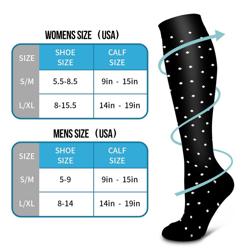 BLUEENJOY Copper Compression Socks for Women & Men (6 pairs)