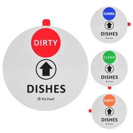Kichwit Clean Dirty Dishwasher Magnet, Magnetic Dishwasher Sign That Says Clean Dirty Running Empty, 4 Inch, Silver